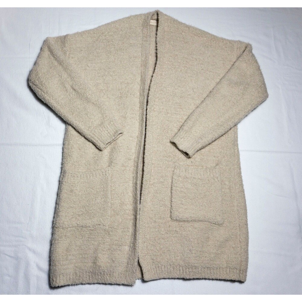 Altard State Cardigan Sweater Womens Size M Cream Knit Soft Fuzzy Pockets
